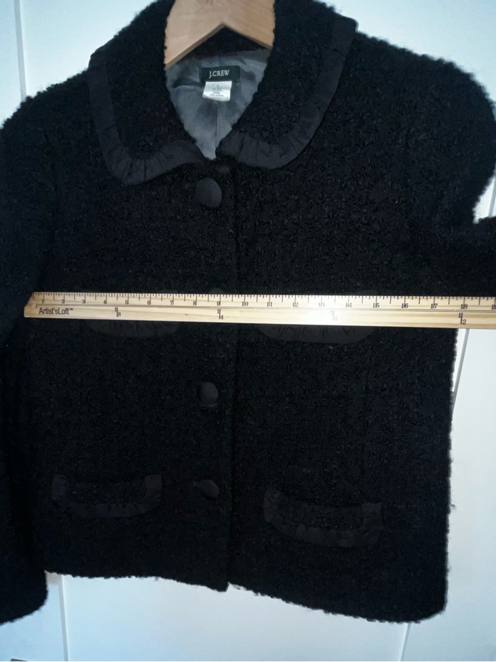 J. CREW BOUCLÈ TWEED PENNY JACKET BLACK ROUND COLLAR SILK TRIM OLD MONEY SIZE 6 - Picture 12 of 14
